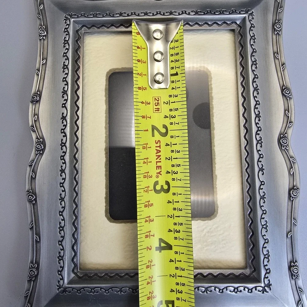 Malden Ornate Silver Tone Photo Frame Floral Border Holds 3.5